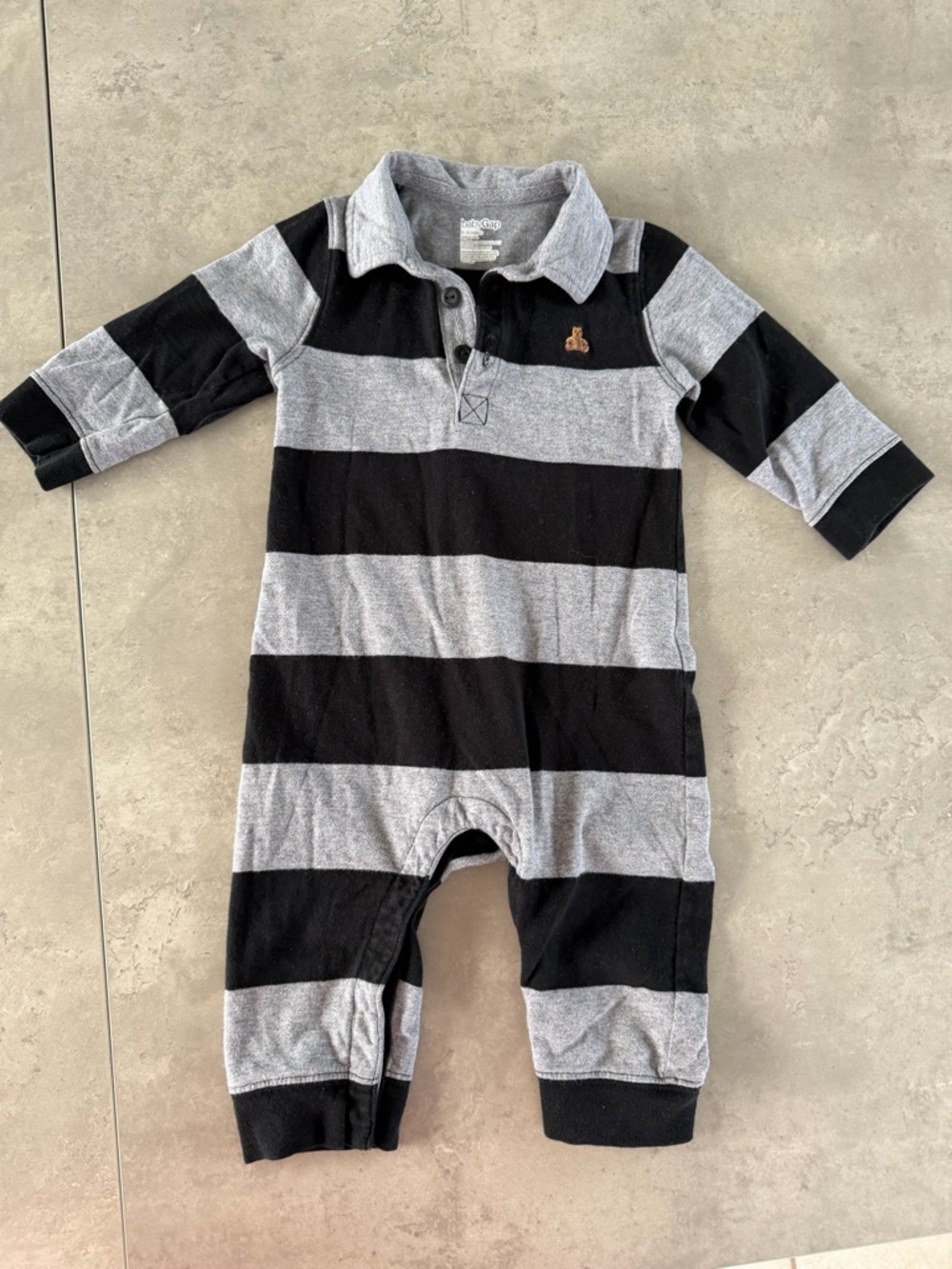 GAP Black and Gray Striped Polo One-Piece